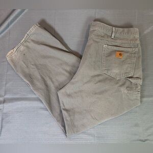Carhartt Work Pants Grey Canvas Carpenter Relaxed Fit 44x30 Utility Workwear